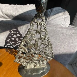 Vintage silverplated Christmas tree candle holder